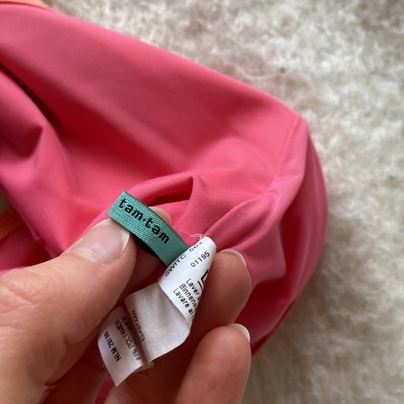 Anthropologie Princesse Tam Tam Color Block Organe Pink One Piece Swimsuit - Picture 9 of 10